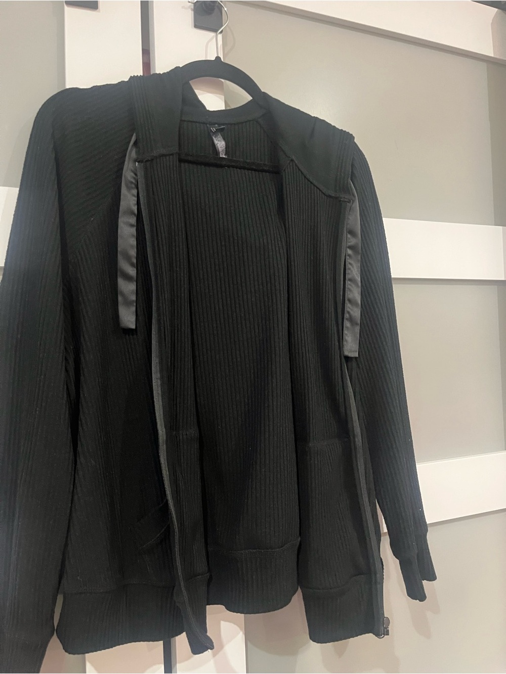 torrid Black Ribbed Hooded Zip-Up Jacket